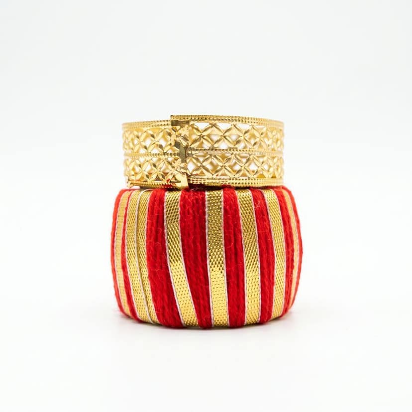 Decorative Handcrafted Silk-Wrapped Diya Holders (Set of 5) view 2