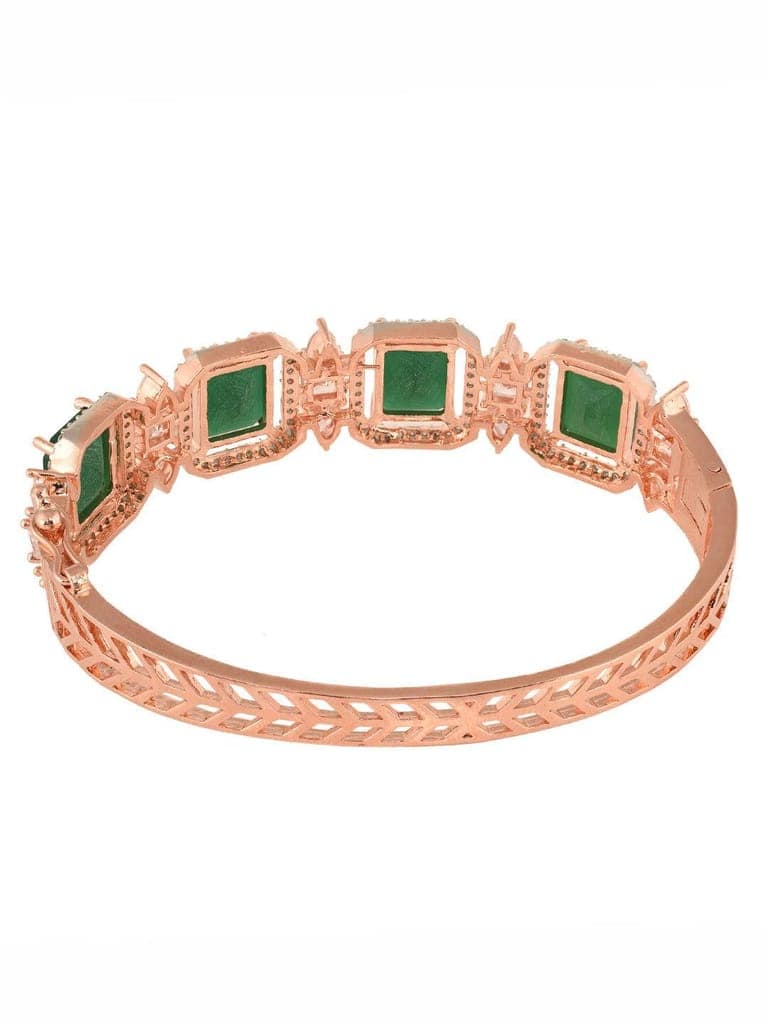 Rose Gold Plated Green Emerald Studded Statement Bracelet view 4