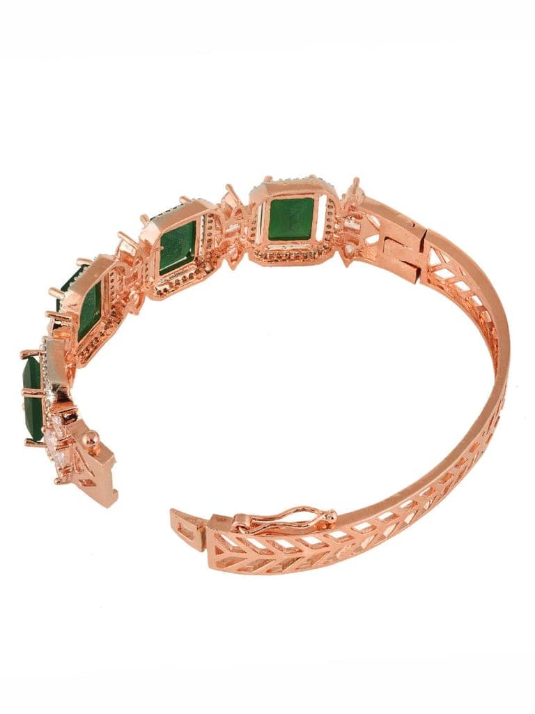 Rose Gold Plated Green Emerald Studded Statement Bracelet view 5