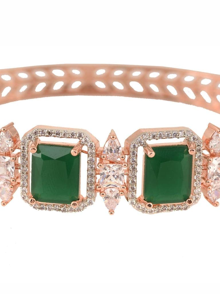 Rose Gold Plated Green Emerald Studded Statement Bracelet view 6