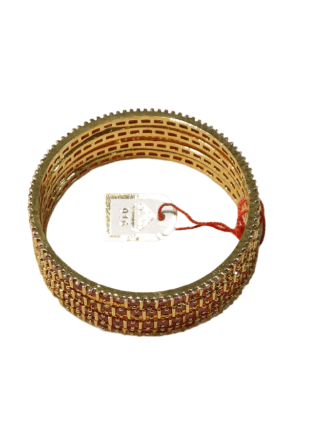Gold Plated Ruby Stone studded Bangle Set for Women