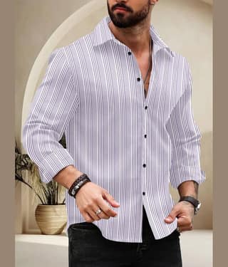 Nofilter Cotton Blend Regular Fit Striped Full Sleeves Men's Casual Shirt - Purple ( Pack of 1 )