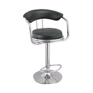 Learn With Us - Bar Revolving Stool, With Height Adjustable Gas Lift, Entire Structure In SS, Seat & Back In Leatherette (CS-E10)