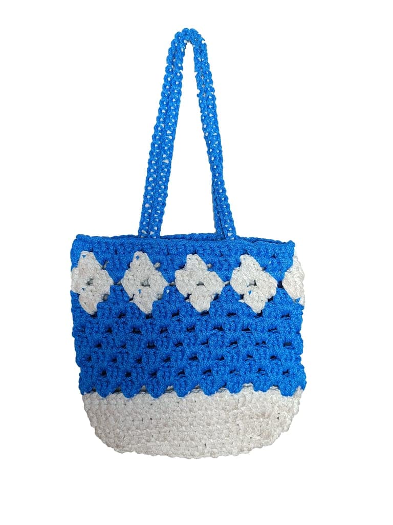 Dual Tone Macrame Handbag for Girls view 2