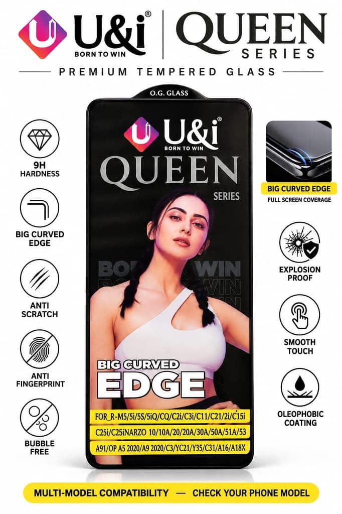 U&i QUEEN Series Premium Tempered Glass Screen Protector FOR RENO 6 5G/RENO 75G CHINA/R-ME GT 5G/GT MASTER/GT NEO 2T/R-ME X7 MZX 5G view 5