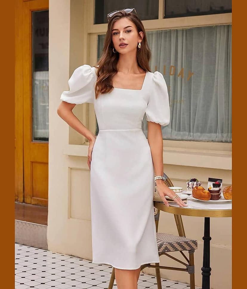 kotty Women Viscose Rayon Solid A-line Dress ( White )