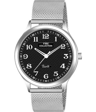 Fire Collection Silver Stainless Steel Analog Men's Watch