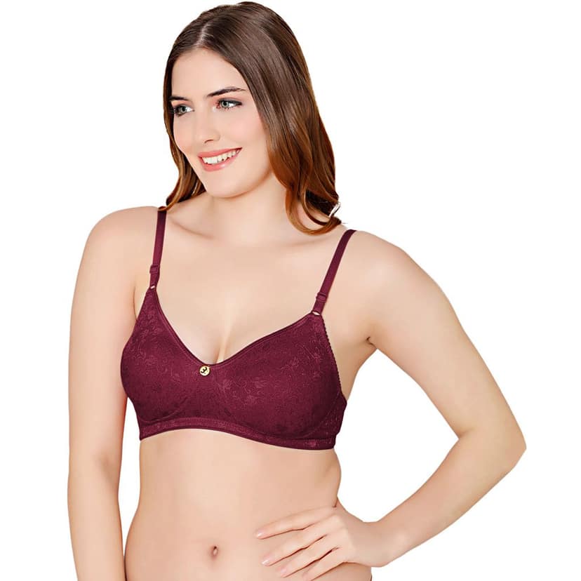 Bodycare nylon spandex wirefree adjustable straps designer net seamless non padded bra-6537NAV view 2