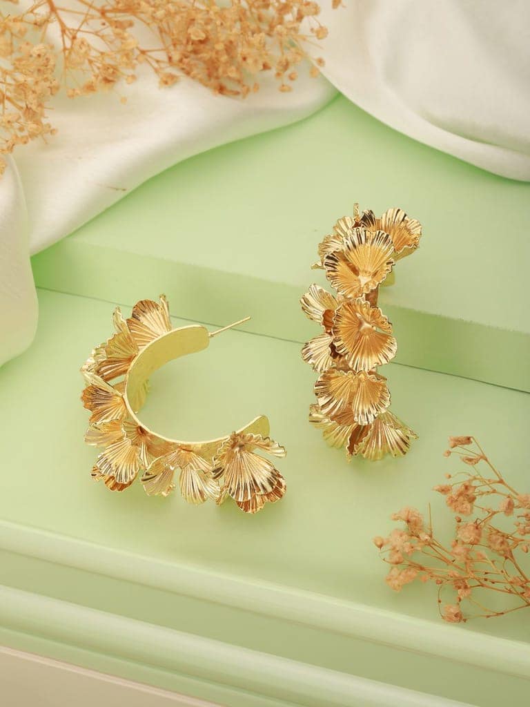 Anti-Tarnish Gold Plated Quirky Statement Hoops Earrings view 2