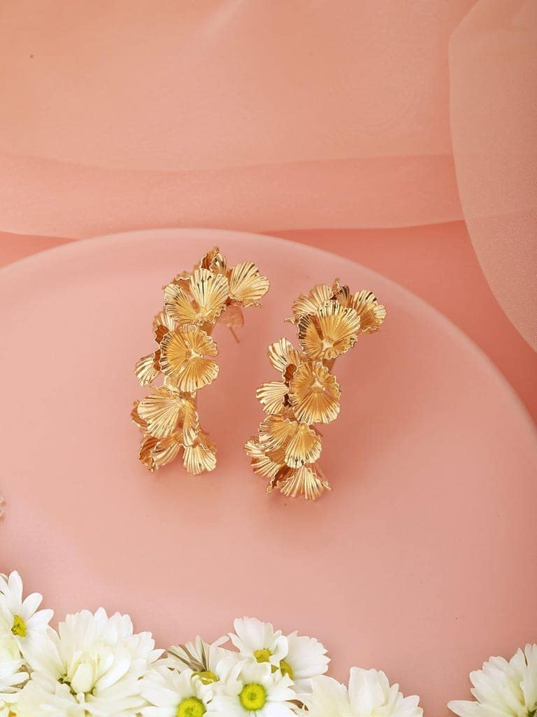 Anti-Tarnish Gold Plated Quirky Statement Hoops Earrings view 4