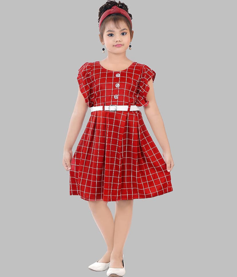 fessist Polyester Frock For Girls ( Pack of 1 , Maroon )
