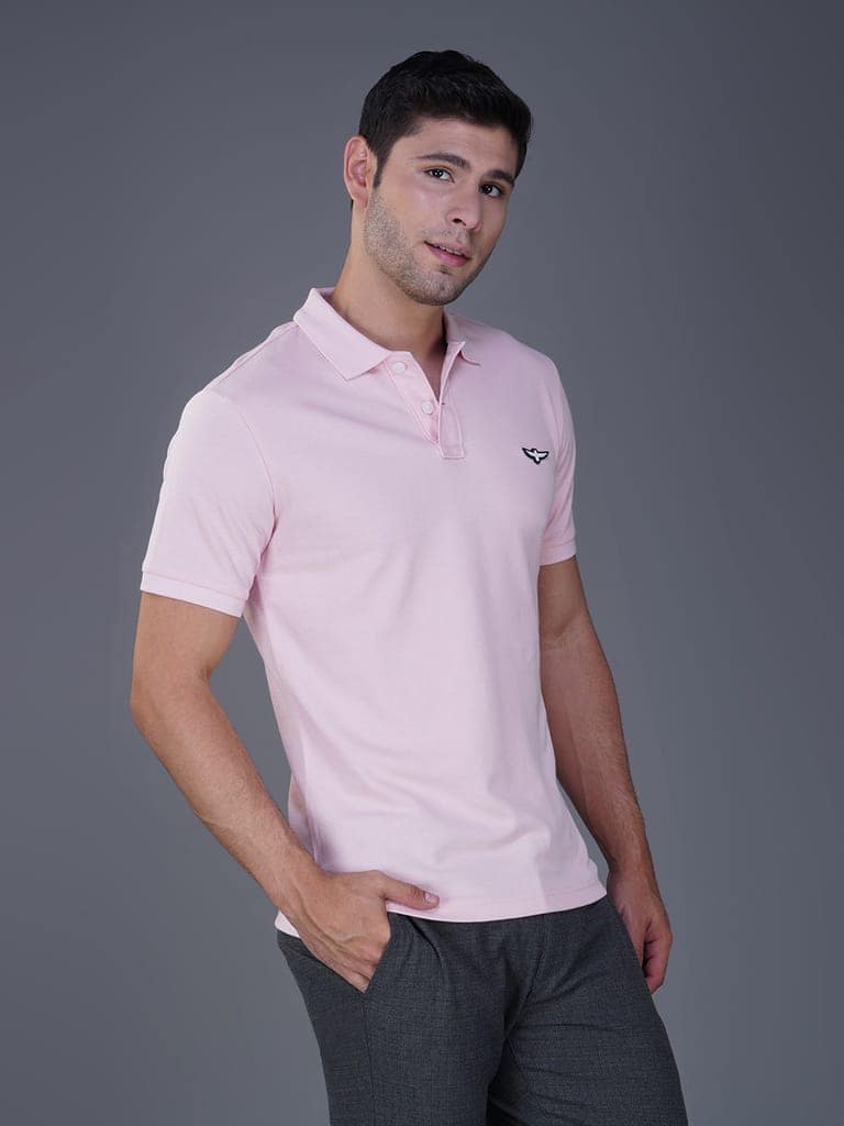 Solid Polo Shirt - Peach Skin view 3