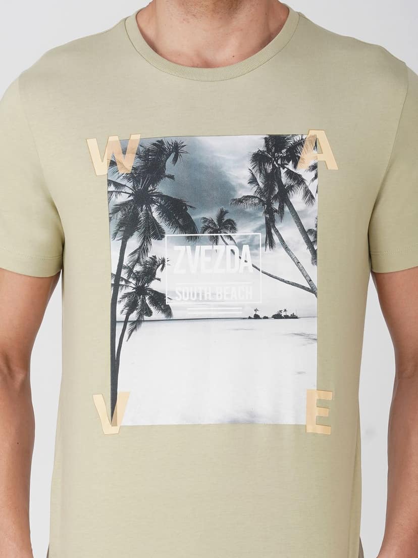 Men’s Graphic Print Cotton Tee Euro Fit-Dark Grey view 4