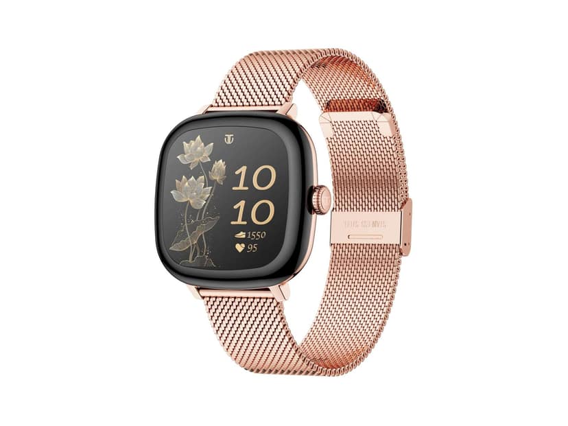 Titan AiRA 1.70" AMOLED Smart Watch for Women with Silicone Strap Stress Monitoring,1000 Nits, Functional Crown, AI Enabled - Black, Rose Gold Mesh
