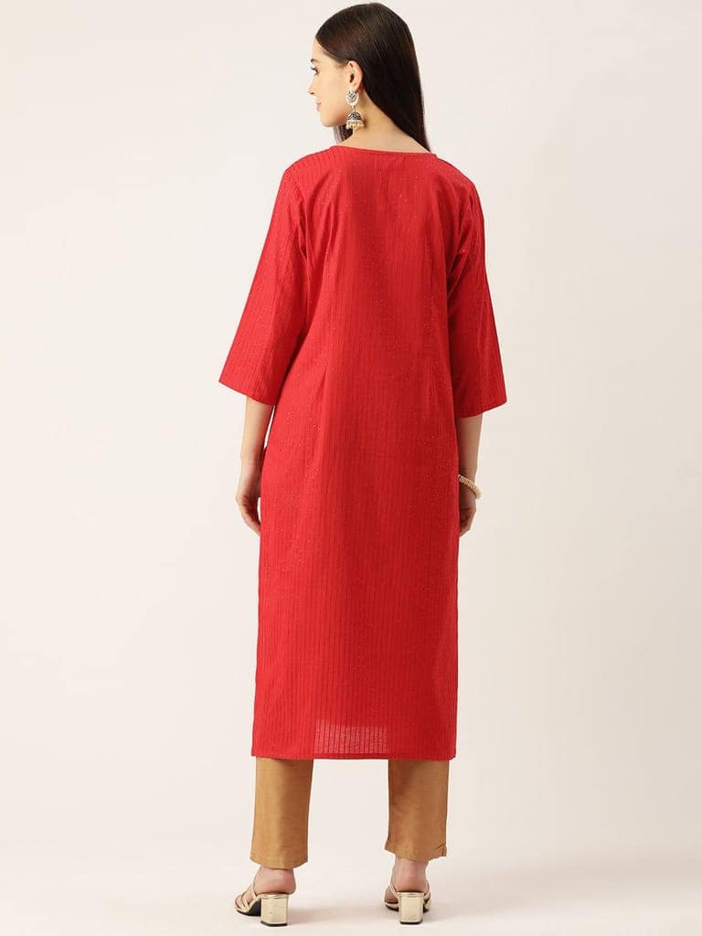 Floral Embroidered Mirror Work Kurta view 2