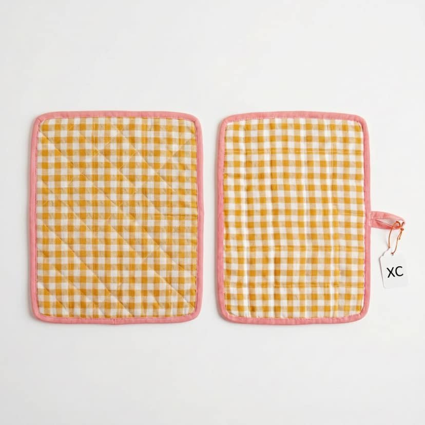Quilted Cotton Kitchen Pot Holders (Set of 2) view 3