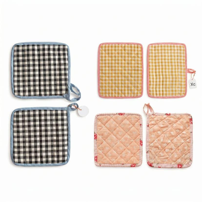 Quilted Cotton Kitchen Pot Holders (Set of 2) view 4