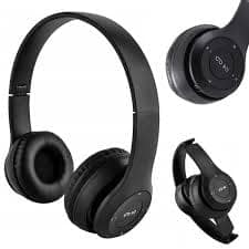 P47 Foldable Bluetooth Headphones with Built-in Mic, AUX Port & On-Ear Soft Cushions