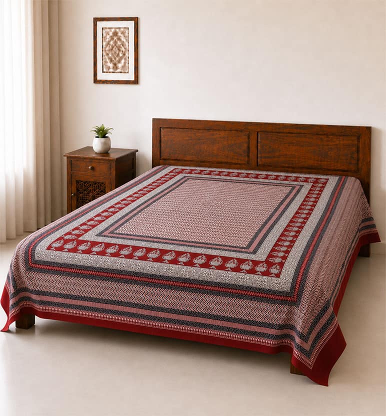 Hand Block Printed Bagh Cotton Double Bedsheet view 2