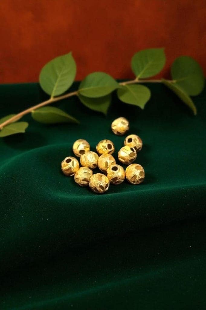 Gold-Tone Mangalsutra Beads – 5mm Cutwork Design – Pack of 12 view 2