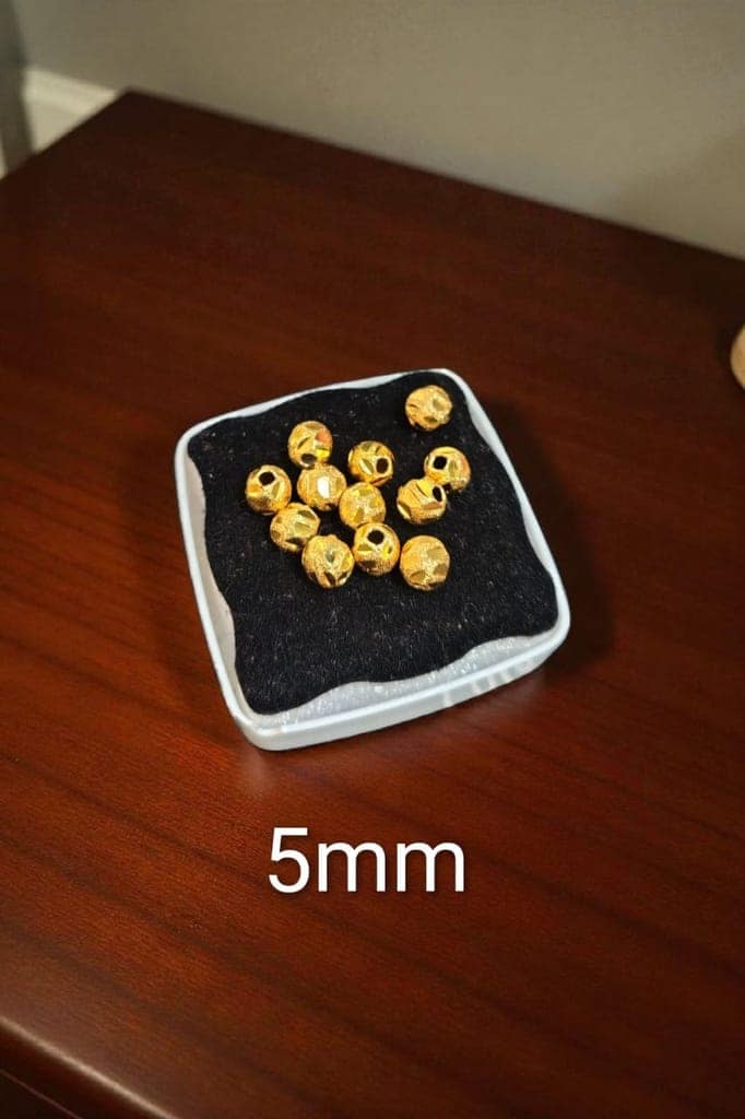 Gold-Tone Mangalsutra Beads – 5mm Cutwork Design – Pack of 12 view 3