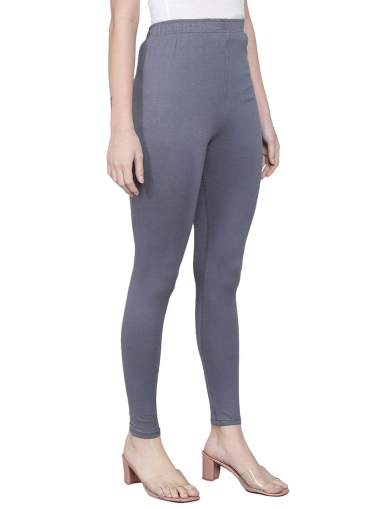 SOFT COLORS Women's Skinny Fit Ethnic Wear Ankle Length Leggings (Steel Grey) view 2