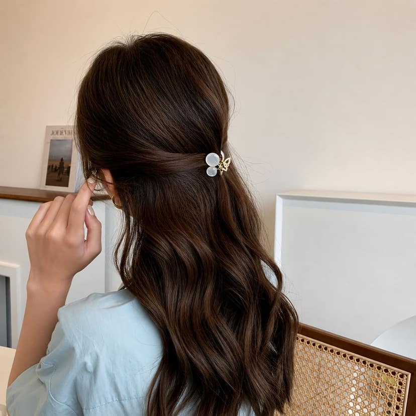Elegant Pearl Butterfly Mini Hair Claw Clip view 2