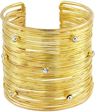 The Jewelbox Party Statement Mesh Imported 18K Gold CZ Free Size Cuff Kada Bangle Bracelet Girls Women