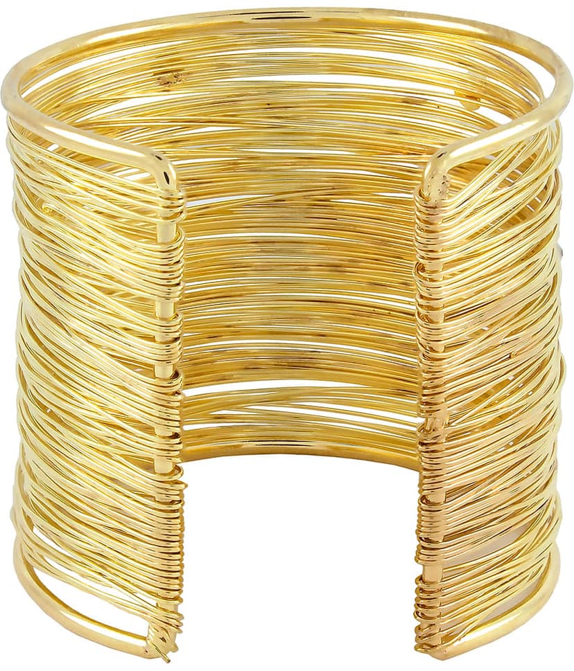 The Jewelbox Party Statement Mesh Imported 18K Gold CZ Free Size Cuff Kada Bangle Bracelet Girls Women view 2