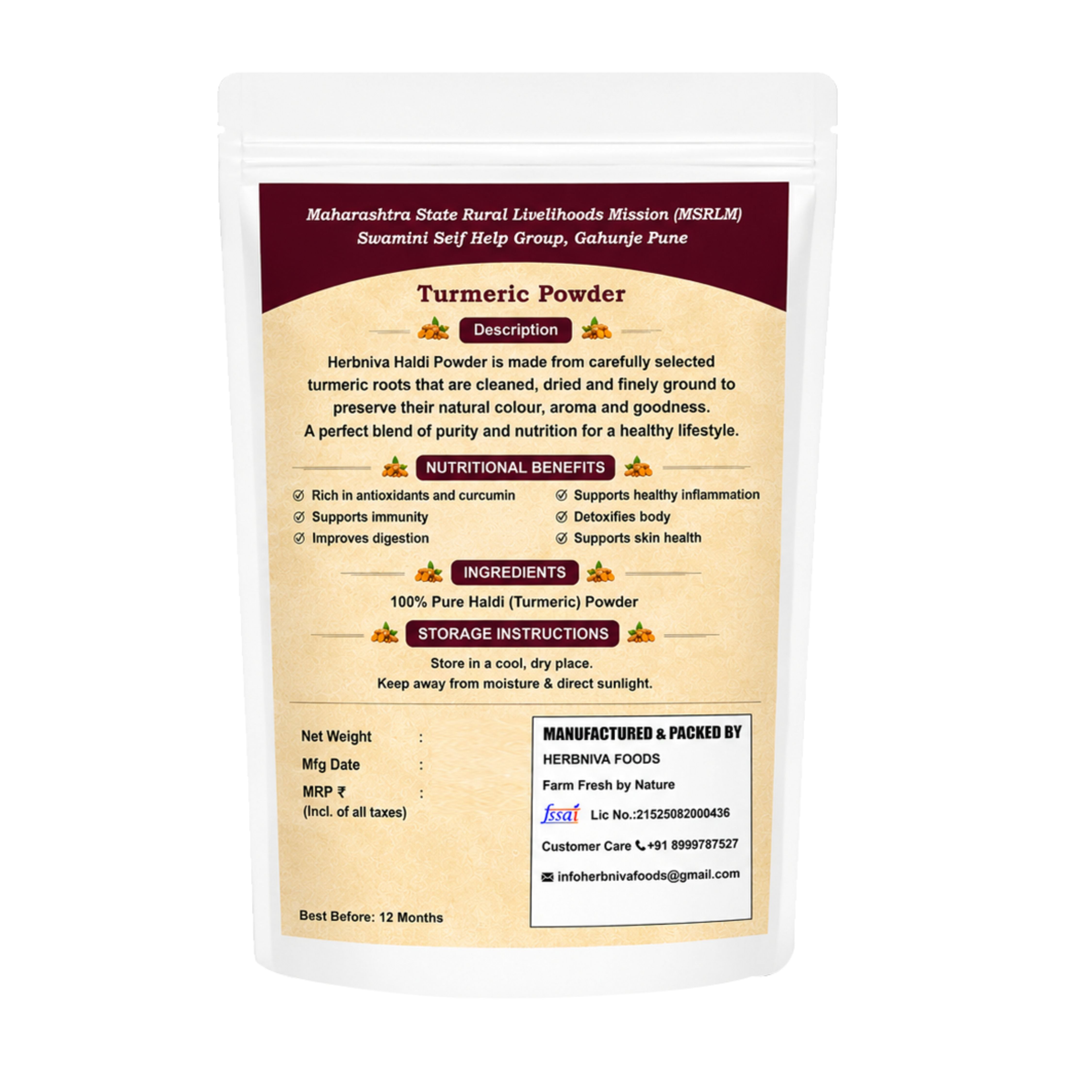 Herbniva Foods Turmeric (Haldi) Powder 200 g view 2