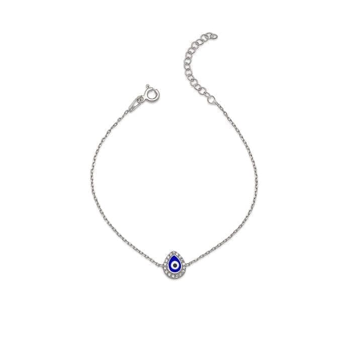 Silver Dark Evil Eye Drop Bracelet