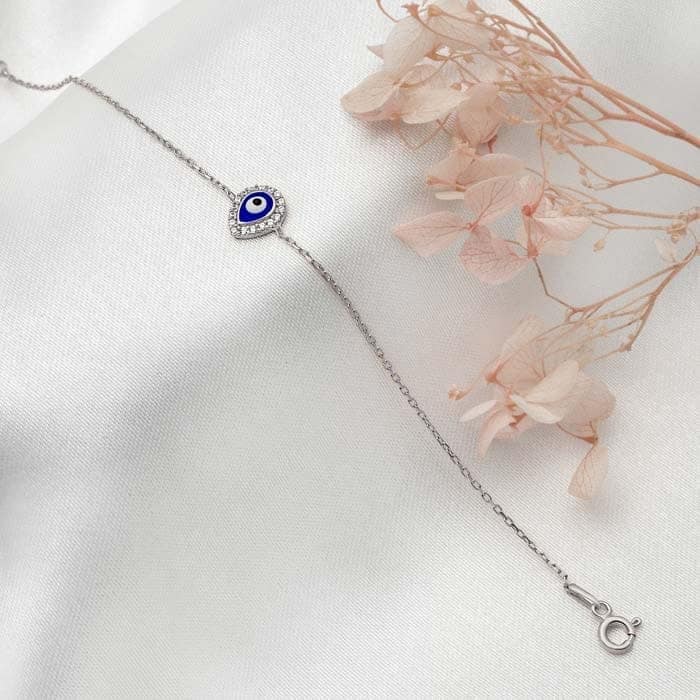 Silver Dark Evil Eye Drop Bracelet view 3