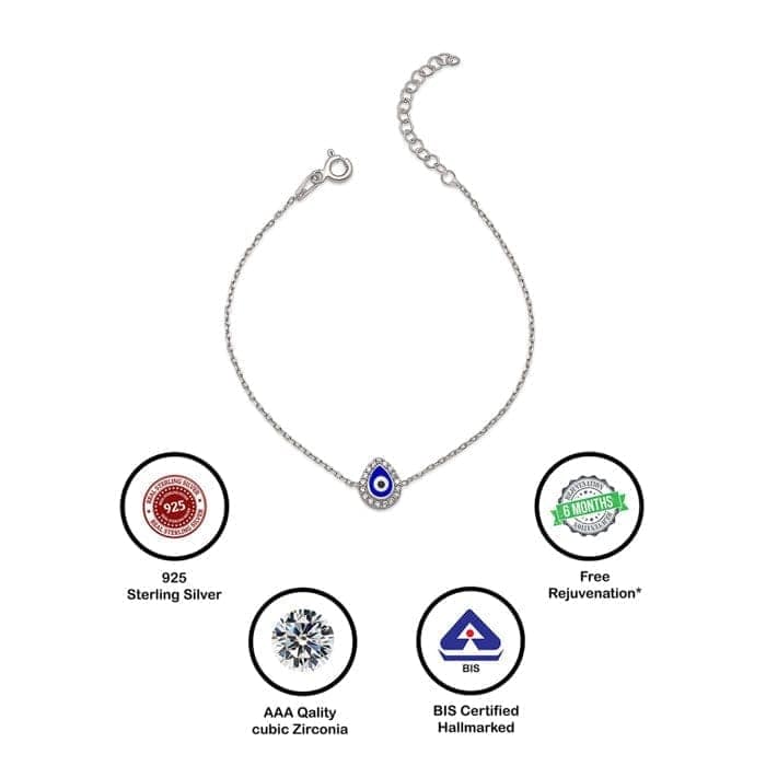 Silver Dark Evil Eye Drop Bracelet view 7