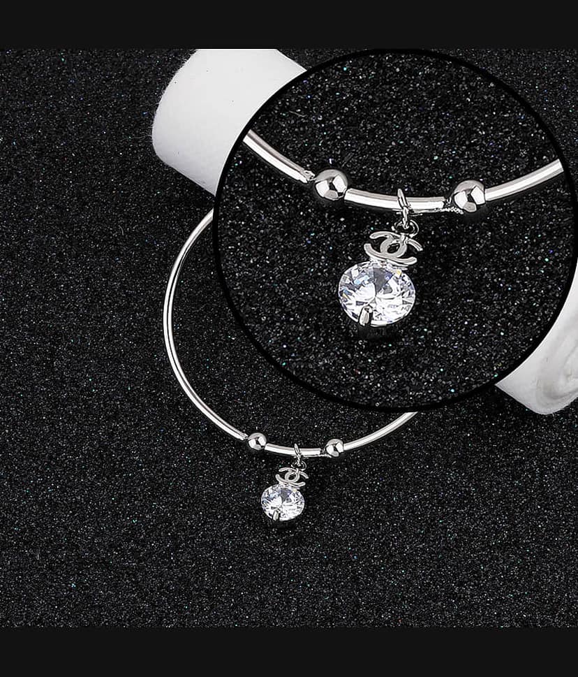 SILVER SHINE Charm Stylish Look Adjustable Bracelet With Diamond For Women Girls