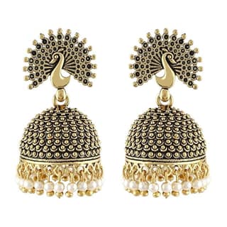 Peacock Pearl Jhumka Earrings
