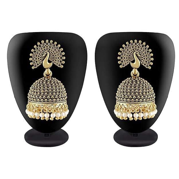 Peacock Pearl Jhumka Earrings view 2