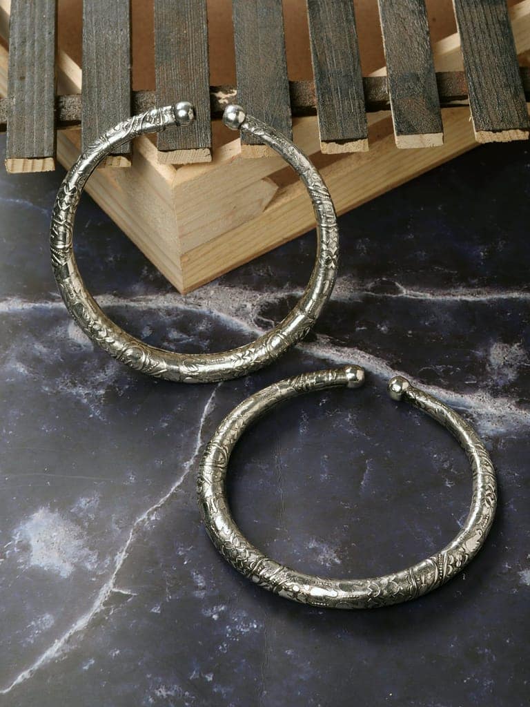 Set Of 2 Oxidised Silver Plated Payal Anklet view 2