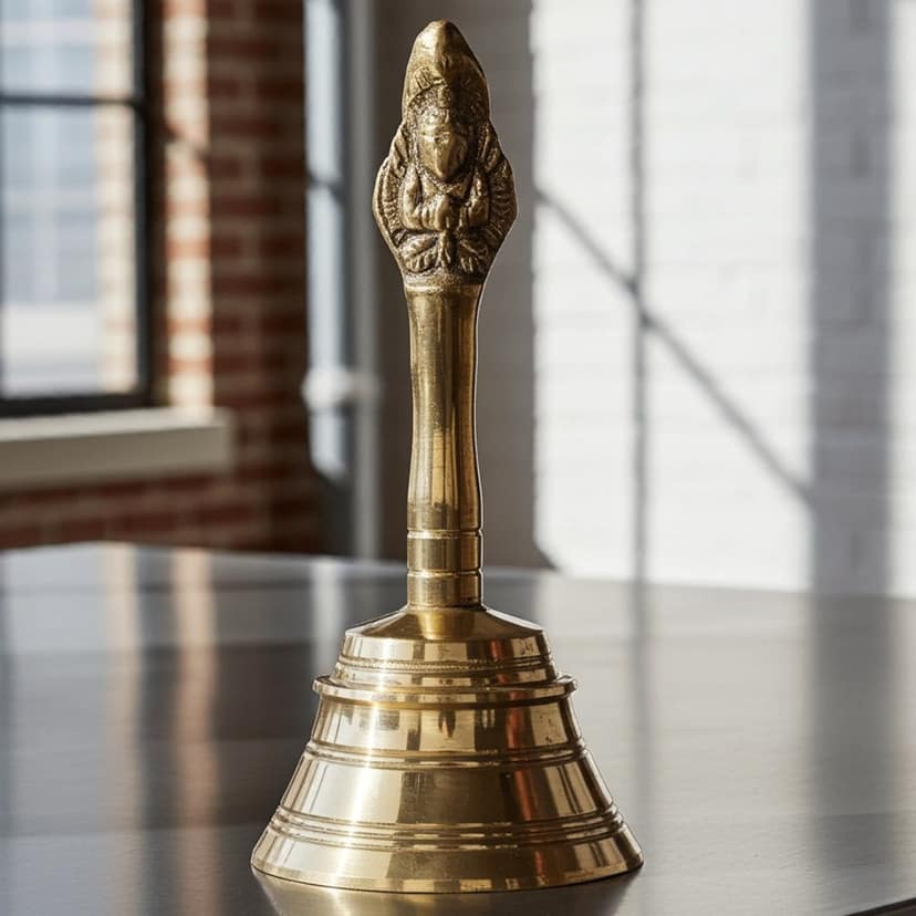 Brass Pooja Hand Bell, Garun Ghanti, Height : 5.5 Inch (FMAS676 F)