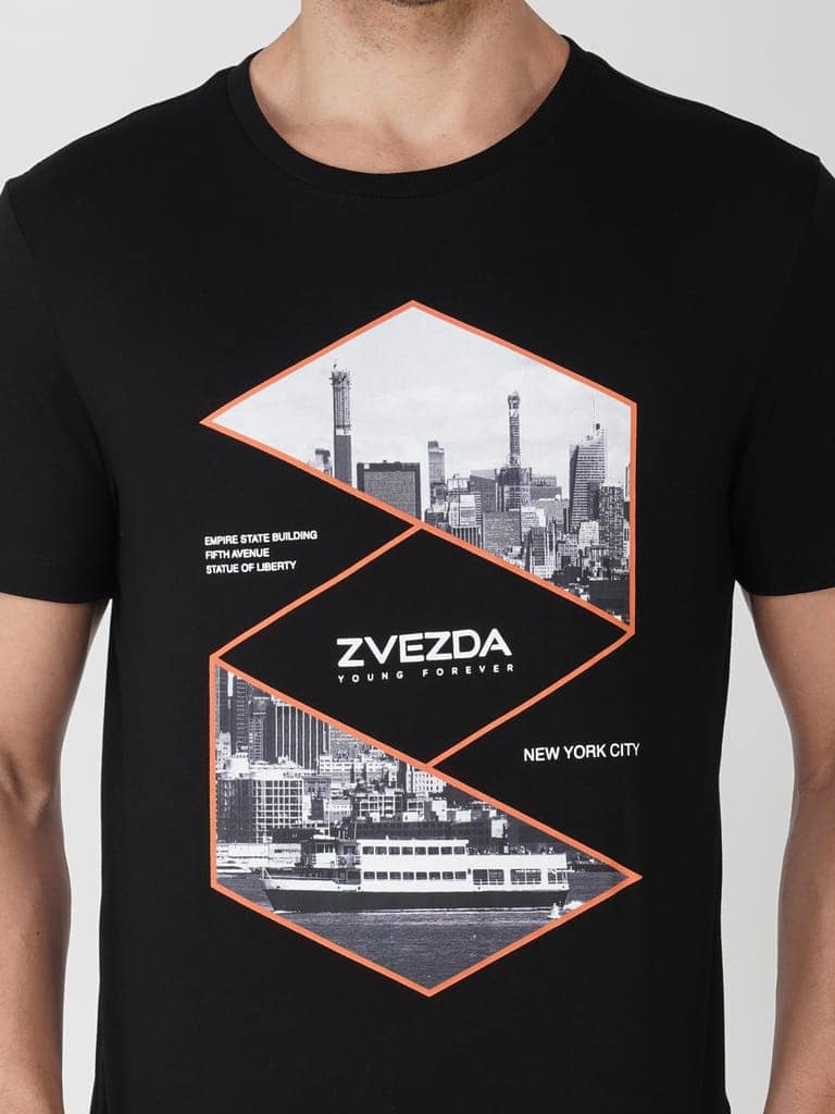 Men’s Pure Cotton Graphic T-Shirt-Black view 4