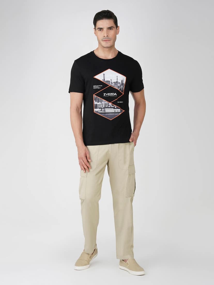 Men’s Pure Cotton Graphic T-Shirt-Black view 5
