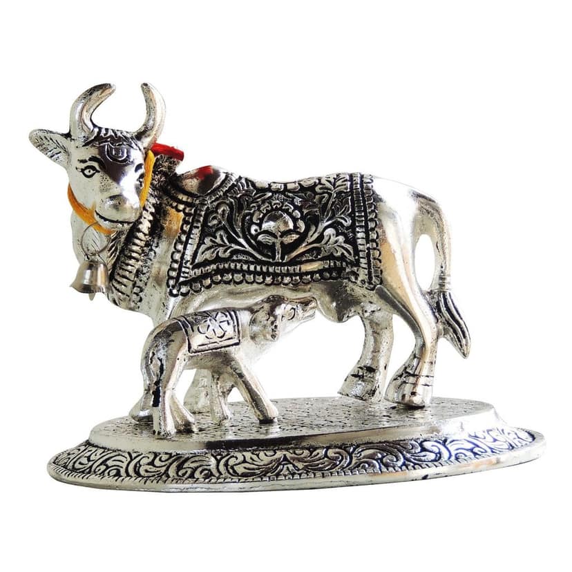 Aluminium Cow Idol ? Handcrafted Decorative Statue, Height : 4.4 Inch (ASMAS073 S) view 2