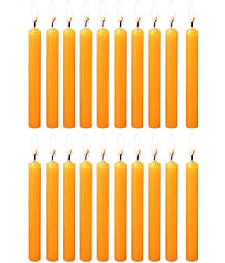 PROSPERRO LUMO - Orange Unscented Pillar Candle 10 cm ( Pack of 20 )