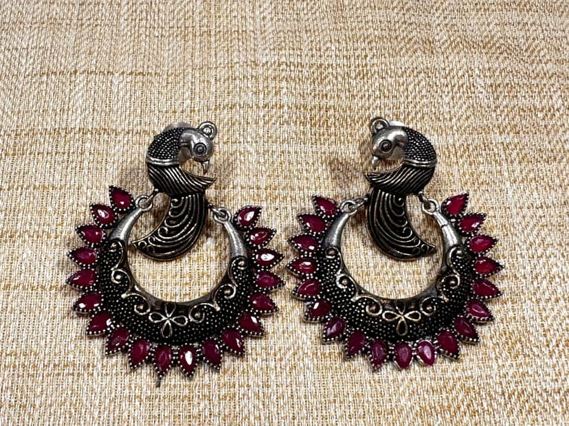 Glamvila Peacock Design Chandbali view 3