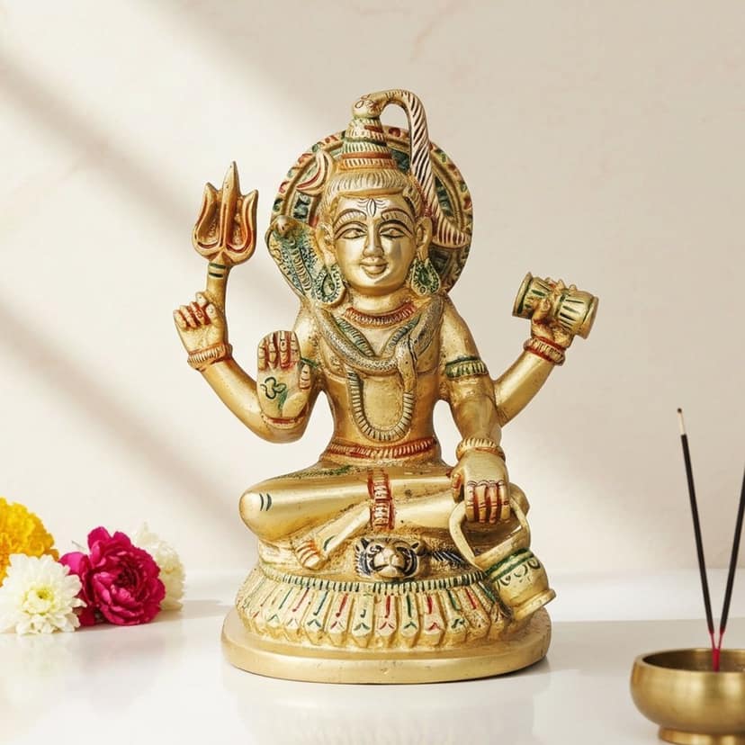 Brass Shiv Ji Colour Idol - Decorative Brass Murti, Height : 5.2 Inch (BSMAS947 B)