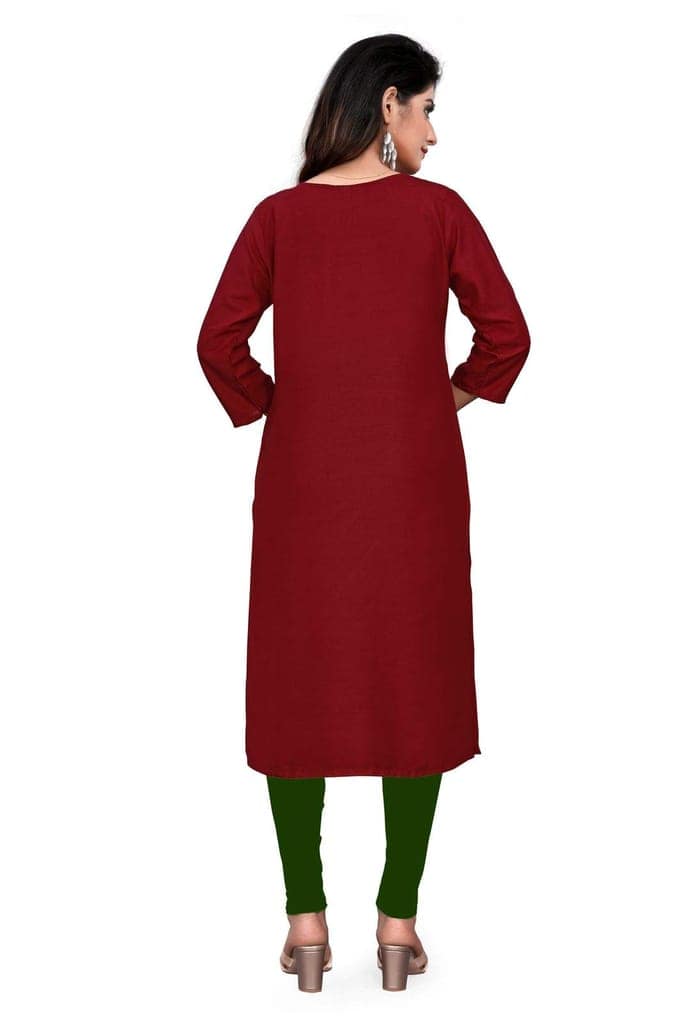 STYLEOO Rayon Embroidered Kurti for Women's Combo Pack (Pack of 2) (Maroon and Green) (M, L, XL, XXL) view 5