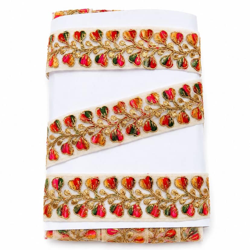 Multicolor Gota Patti Flower Lace Border Sewing Embroidery Ribbon Trim Golden Zari Cutwork Fabric Decoration Craft Clothes 3 Inch Width 9 Meter Roll For Saree Suit Bridal Dupatta Blouse Dress Choli Lehenga Anarkali Hijab Gown Kurti view 5
