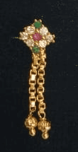 14KT Gold Plated Meenakari Jhumka Earrings with Ruby and Emerald Stones view 2