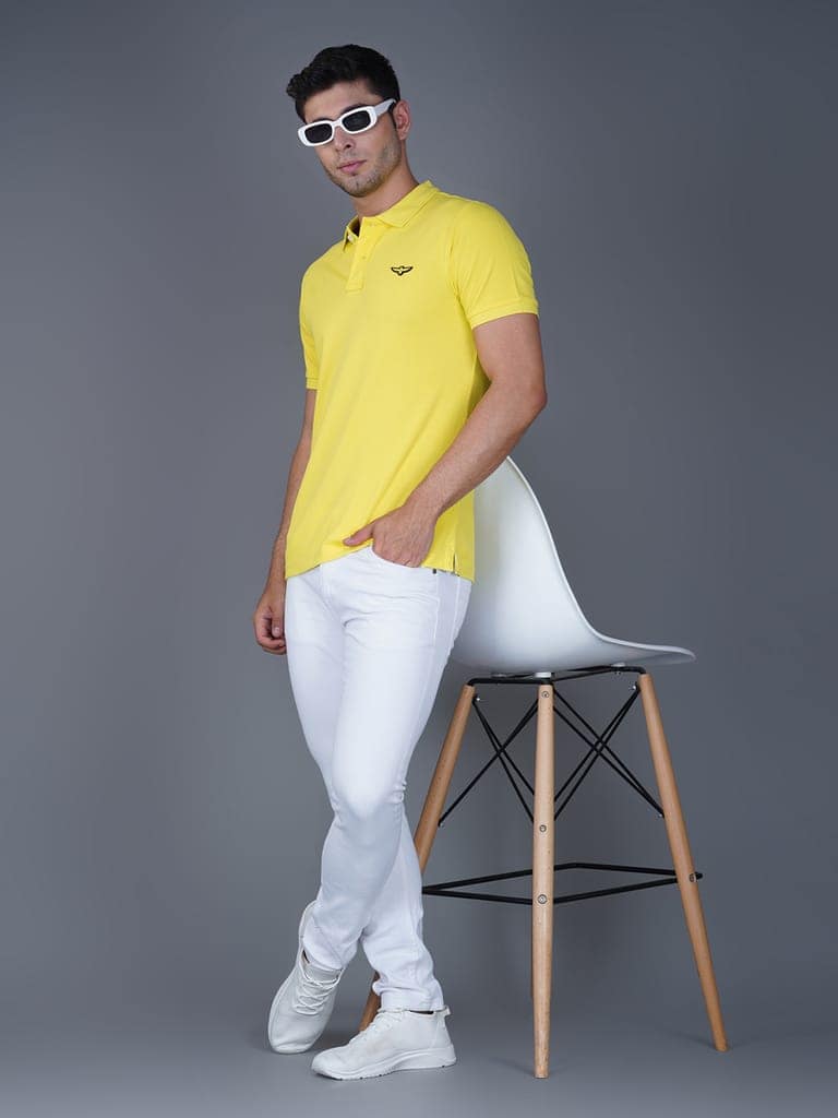 Solid Polo Shirt- PRIMROSE view 7