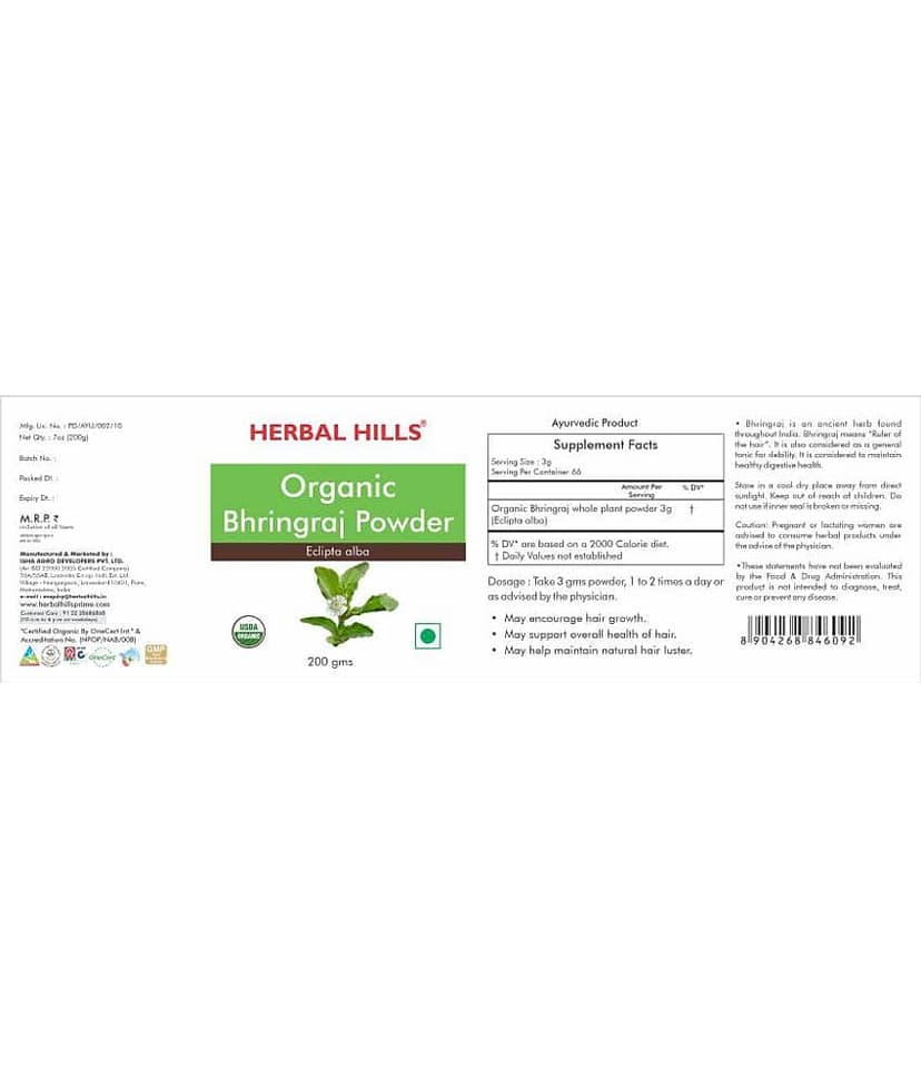 Herbal Hills Organic Bhringraj Powder 200 gm Pack of 4 view 2