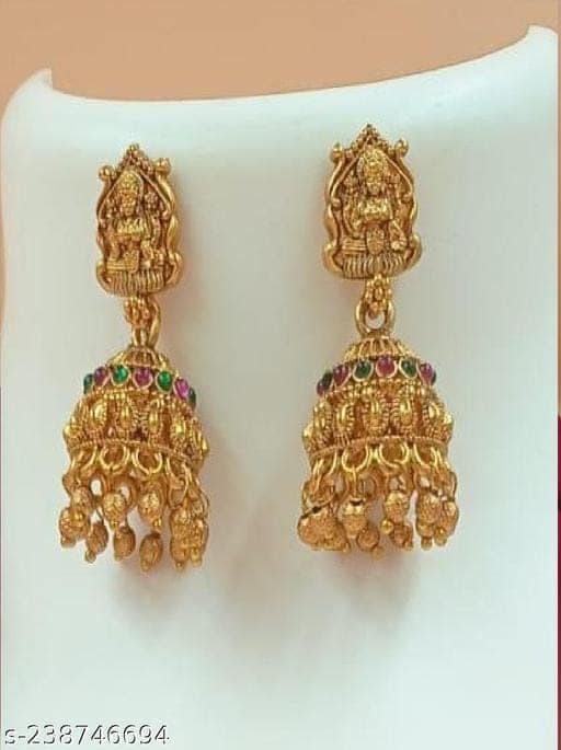 Designer South Indian Traditional Jewellery Set - Goddess Lakshmi Temple Design Gold Plated Antique Necklace Set / Wedding Wear Bridal Gift view 2